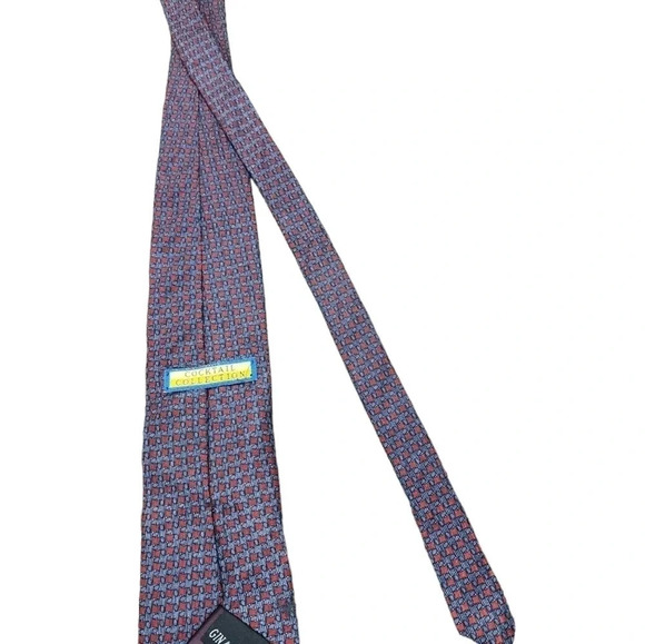 COCKTAIL COLLECTION MENS MULTICOLORED SQUARES SILK TIE - Picture 4 of 7